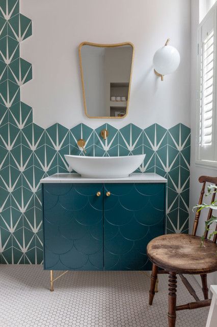 Wood Road - Contemporary - Bathroom - Manchester - by Lived In 365 Limited | Houzz AU Large Hexagon Tile Bathroom, Blue Hexagon Tile Bathroom, Small Hexagon Tile Bathroom, Tiled Vanity, Black Hexagon Tile Bathroom, White Hexagon Tile Bathroom, Hexagon Tile Bathroom, Small Bathroom Vanity, White Hexagon Tiles