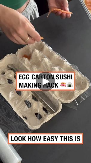 5.4M views · 16K reactions | The perfect sushi casing! 🍣 | FOODbible | FOODbible · Original audio Sushi Egg Carton, Egg Sushi Recipe, Sushi With Egg, Sushi In Egg Carton, Japanese Sushi Aesthetic, Sushi Hacks, Egg Sushi, Sushi Platter, Meals Easy