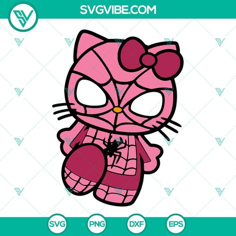 Hello Kitty Spider-man, Spider Man Hello Kitty, Spider Man Svg, Hello Kitty Baby Shower, Shirt Customization, Fun Beauty Products, Chewie Star Wars, Pink Spider, Cartoons Movies