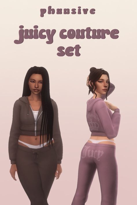 phunsive — juicy couture tracksuit set Sims 4 Cc Full Body Skin Details, Sims 4 Clothes Set, Sims 4 Cc Lululemon, Sims 4 Cc Clothing Maxis Match, Deerytrait Sims 4 Cc, Sims 4 Cc Sets, Juicy Tracksuit, Cc Shopping, San Myshuno