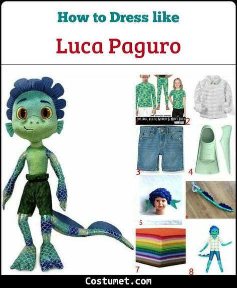 Luca Paguro Costume for Cosplay & Halloween 2021 Luca Costume Disney, Luca Costume, The Book Of Henry, Disney Costumes Diy, Monster Tail, Lucas Movie, Halloween 23, Monster Costumes, Costume For Halloween