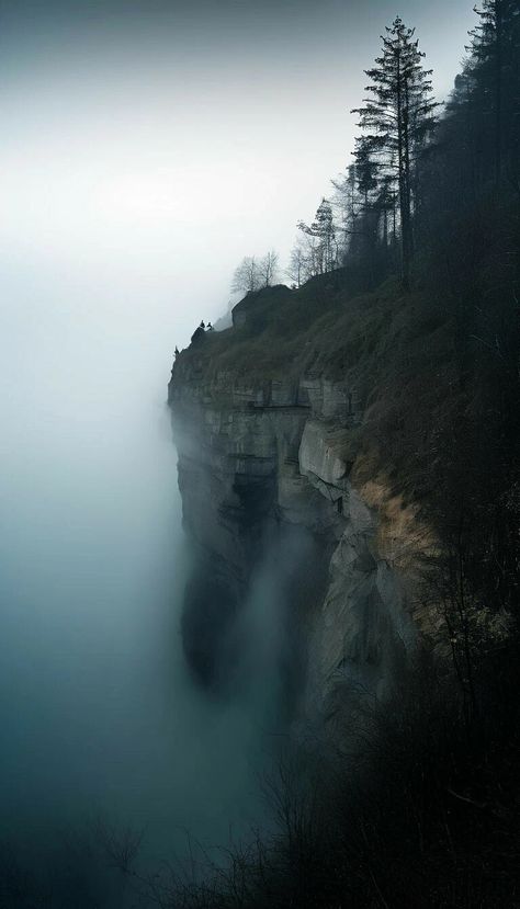 Dark Oregon Aesthetic, Nordic Aesthetic Wallpaper, Foggy Waterfall, Dark Paradise Aesthetic, Obscure Aesthetic, Gloomy Landscape, Misty Lake, Dark Forest Aesthetic, Moody Art