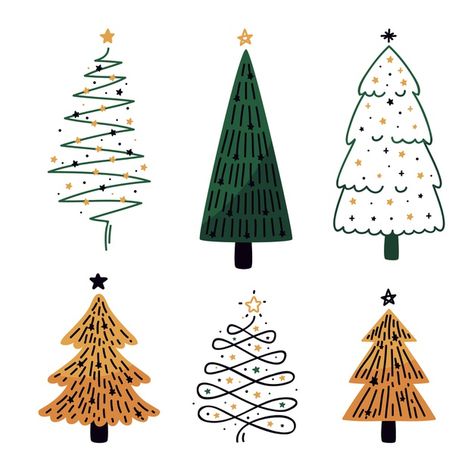 Christmas Tree Collection, Flat Design Illustration, Christmas Doodles, Illustration Noel, Navidad Diy, Diy Christmas Cards, Christmas Drawing, Design Christmas, Christmas Illustration