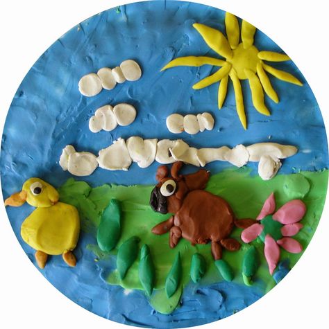 a faithful attempt: Plasticine Pictures Plasticine Relief Art, Plasticine Ideas, Clay Pictures, Plasticine Art, Model Clay, Plasticine Clay, Clay Art For Kids, Grade 1 Art, Camp Projects