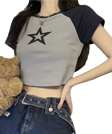 Women Teen Girls Vintage Aesthetic Tees Shirts Cute Graphic Star Print Crop Tops Y2k Fairy Grunge Trendy Clothes *This pin includes an affilate link which is eligible for commission Sweat Clothes, Crop Tops Graphic, Anime Tshirts, Graphic Star, Crop Tops Y2k, Aesthetic Tees, Teen Aesthetic, Teen Crop Tops, Y2k Fairy