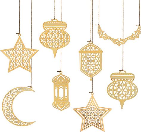 Ramadan Decorations for Home, Eid Mubarak Decorations, Ramadan Mubarak Decorations DIY Al-Fitr Wooden Ornament Hanging Star Moon Decorations for Muslim Eid Party Home Wall Tree Decor Ramadan Gifts : Amazon.co.uk: Home & Kitchen Deco Ramadan, Aid El Fitr, Eid Mubarak Decoration, Muslim Eid, Eid Card Designs, Outside Christmas Decorations, Eid Crafts, Outdoors Birthday Party, Summer Decorations