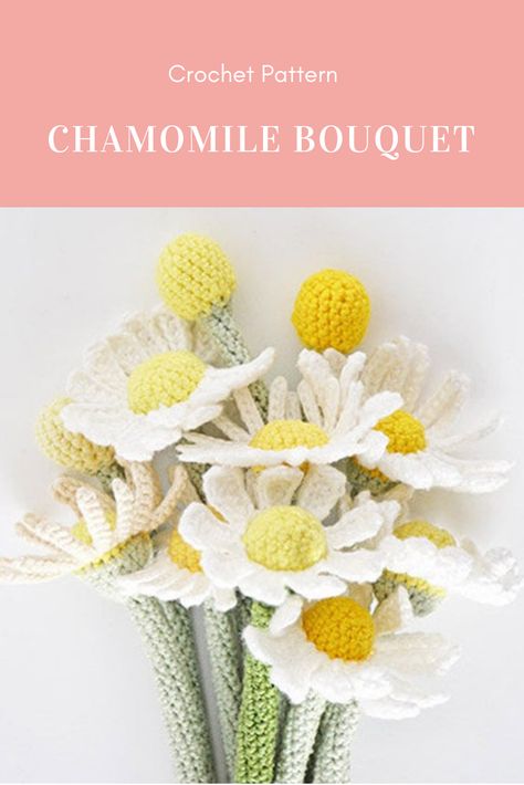 Chamomile Bouquet Crochet Pattern#chamomilecrochetpattern #crochetflower #crochetarcade #crochet #crochetpattern #diy #crafts #crochetarcadepattern  Affiliate Link Chamomile Bouquet, Valentine Crochet, Crochet Plants, Bouquet Crochet, Crochet Cactus, Crochet Abbreviations, Pola Amigurumi, Valentines Crochet, Crochet Plant