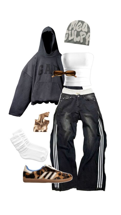 cheetah sambas, y2k, outfit idea, inspo, fit inspo, gap hoodie, adidas samba, ahs, ahs style Ahs Style Outfits Winter, Cheetah Sambas Outfit, Ahs Winter Outfits, Ahs Outfit Ideas, Ash Style Outfit, Ahs Aesthetic Outfits, Cheetah Sambas, Street Wear Nails, Cheetah Outfit Ideas