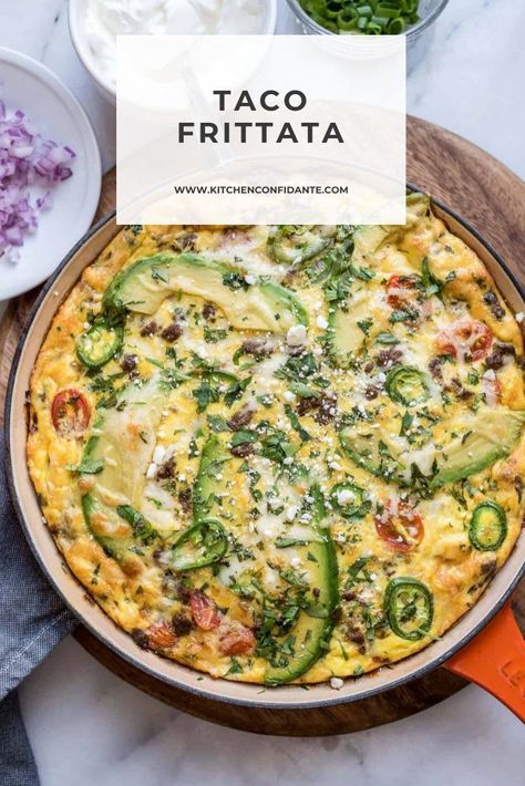 Taco Frittata, Dinner Frittata, Mexican Frittata, Fritata Recipe, Fritatta Recipe, Easy Breakfast Smoothies, Brunch Bread, Taco Ingredients, Frittata Recipes