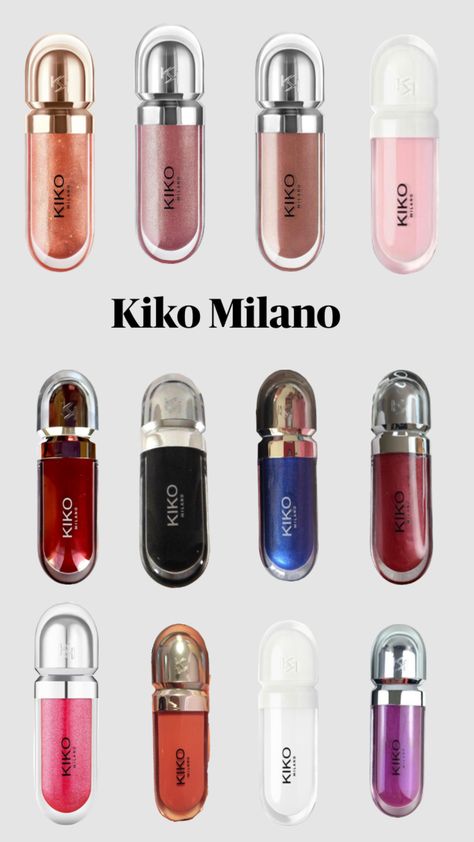 Kiko Milano lip gloss Kiko Lip Gloss, Makeup Kiko, Cute Nail Polish, Lip Gloss Collection, Lip Beauty, Fancy Makeup, Makeup To Buy, Kiko Milano, Gloss Lipstick