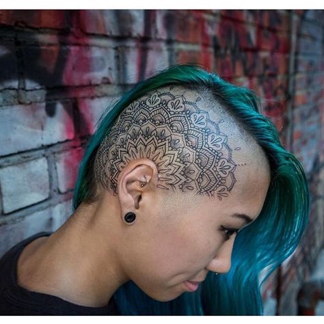 Made by @kristiwallsnyc for @joicewang.nyc Scalp Tattoo Women, Side Head Tattoo, Head Tattoo Ideas, Women Tattoo Placement, Underarm Tattoo, Scalp Tattoo, Cross Tattoos For Women, Small Forearm Tattoos, Dandelion Tattoo