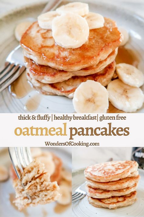 Oatmeal Pancakes with Cinnamon and Vanilla - Gluten Free Fluffy Pancakes Gluten Free Oatmeal Pancakes, Gluten Free Buttermilk Pancakes, Pancakes With Cinnamon, Buckwheat Pancakes Gluten Free, Fluffy Gluten Free Pancakes, Oatmeal Pancakes Recipe, Pancake Recipe Buttermilk, Blueberry Oat, Cinnamon Pancakes