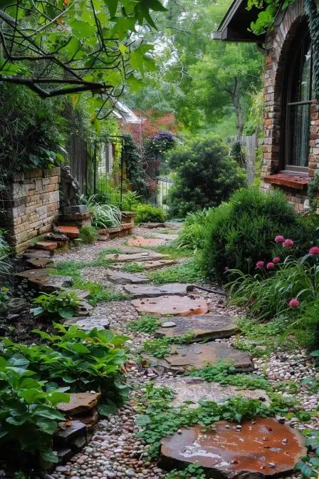 Big Garden Layout, Hidden Garden Ideas, Best Garden Layout, Flower Path, Garden Layout Ideas, Dream Backyard Garden, Narrow Garden, Wooden Church, Small Garden Landscape