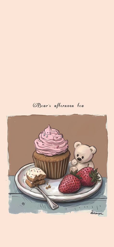 Lockscreen Ideas Iphone, Breakfast Wallpaper, Strawberry Wallpaper, Photographie Portrait Inspiration, Wallpaper Doodle, Food Wallpaper, Soft Wallpaper, Cute Cartoon Drawings, Aesthetic Pastel Wallpaper