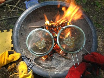 Campfire Popcorn, Hearth Cooking, Forest Schools, Scotch Pancakes, Forest Kindergarten, Nature Club, Cooking Outdoors, Forest School Activities, Wood Sorrel