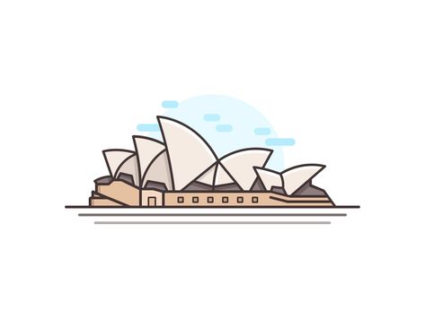 Sydney Opera House by Wayne Z on Dribbble Place Illustration, Australia Highlight Instagram, Australia Drawing, Landmark Illustration, Opera House Drawing, Sydney Drawing, Sydney Opera House Craft, Sydney Illustration, Sydney Opera House Tattoo