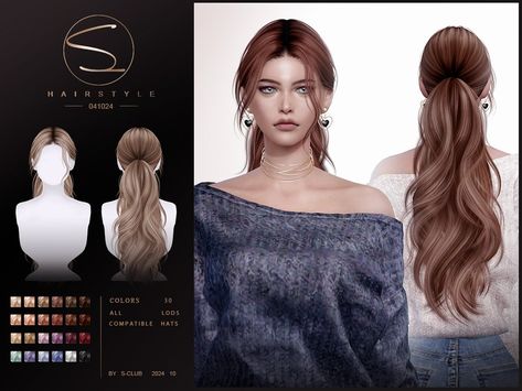 The Sims Resource - wavy ponytail hairstyle041024 Sims4 Cc Women Hair, Sims 4 S Club Hair, Sims 4 Cc Hair Alpha Updo, Sims 4 Cc Hair Curtain Bangs, Sims 4 Cc High Ponytail, Sims 4 Cc Hair Ponytail, The Sims 4 Cc Hairstyles, Sims 4 Ponytail Cc, Sims 4 Wavy Hair