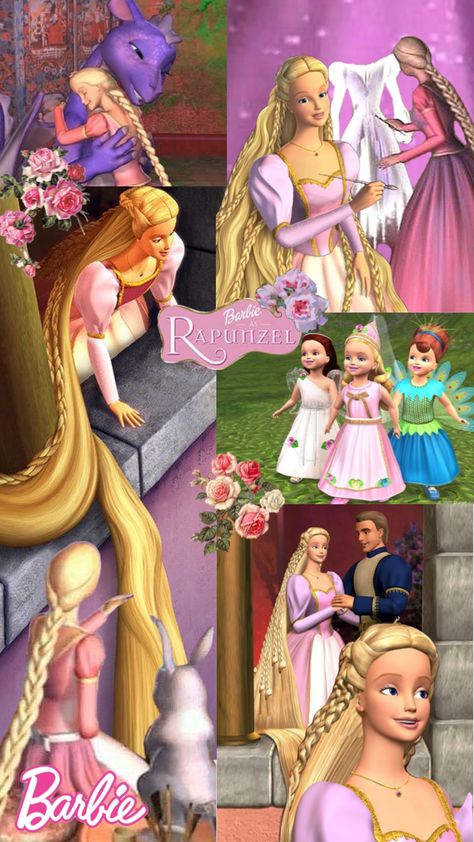 Barbie as Rapunzel #barbie Barbie In Rapunzel, Barbie As Rapunzel Wallpaper, Barbie Rapunzel Wallpaper, Barbie Profile, Og Barbie, Barbie Dvd, Barbie As Rapunzel, Barbie Nutcracker, Barbie Rapunzel