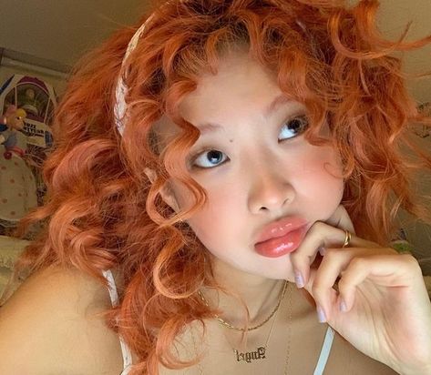 Curly Orange Hair, Orange Curly Hair, Dyed Curly Hair, Aesthetic People, Hair Reference, Orange Hair, Hair Inspo Color, Dream Hair, Long Curly Hair