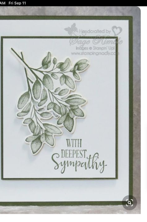 Handmade Sympathy Card, Stampin Up Sympathy Cards, Stampin Up Karten, Sympathy Cards Handmade, Leaf Cards, Karten Design, Card Sentiments, June 3rd, Sympathy Card