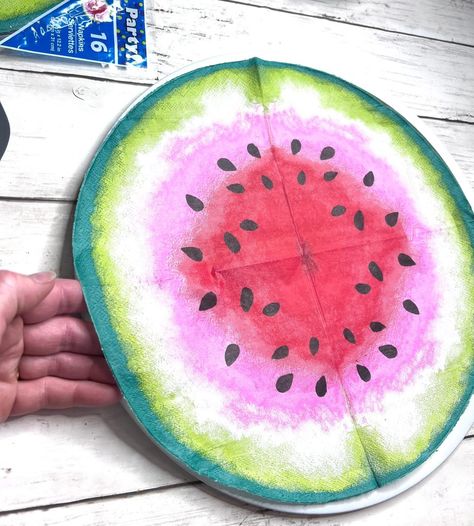 Easy Dollar Tree Watermelon Door Hanger Watermelon Wreath Ideas, Watermelon Porch Sign, Wood Watermelon Slice, Watermelon Home Decor, Watermelon Door Sign, Watermelon Pizza, Mini Crates, Watermelon Crafts, Kids Workshop