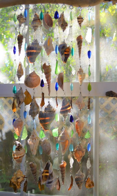 Sea Shells & Sea Glass Sun Catcher, Driftwood Beach Windchimes, Beach Wind Chimes, Shell Chimes, Drift Wood Chimes Beach Windchimes, Beach Wind Chimes, Wood Chimes, Shell Chimes, Sea Glass Sun Catcher, Sea Glass Window Art, Sea Glass Window, Seashell Wind Chimes, Shell Wind Chimes