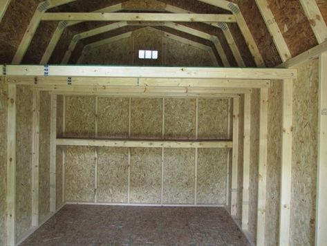 Loft In Shed, Shed Loft Ideas, Storage Building Organization, Shed Loft, Home Office Art Studio, Small Loft Spaces, Shed With Loft, Loft Flooring, Workshop Shed