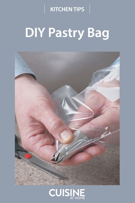 How to Make a DIY Pastry Bag | Here's an easy way to make a homemade pastry/piping bag out of something you probably already have in your kitchen! Perfect for all your frosting, filling, and piping needs. #food #cuisineathome #cookingtips #cookinghacks #kitchentips #kitchenhacks #baking #bakingtips #bakinghacks Diy Pastry Bag, How To Make A Piping Bag, Diy Icing Piping Bag, Diy Piping Bag Tips, Diy Icing Bag, Diy Frosting Bag, Homemade Piping Bag, Diy Piping Bag, Diy Frosting