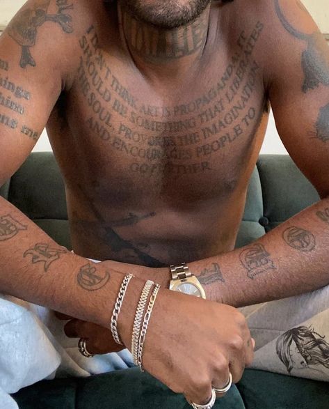 Black People Tattoos, Baby Brent, Bicep Tattoo Men, Hard Tattoos, Christopher Wood, Brent Faiyaz, Tattoo Inspiration Men, Bicep Tattoo, Steve Lacy