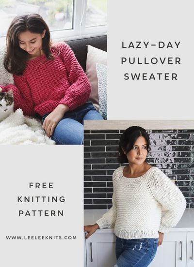 The Lazy Day Sweater, is a chunky knit sweater pattern that is flattering, modern, and most of all comfy! This raglan style sweater pattern is a quick and fun knit if you can already knit in the round. Since it requires bulky weight yarn, your sweater will work up super quick too, so you can make it in all of your favourite colours! Knitting Patterns Free Chunky Yarn, Ladies Chunky Knitting Patterns Free, Ladies Chunky Jumper Knitting Patterns Free, Bulky Sweater Knitting Pattern Free, Oversized Sweater Knitting Pattern Free, Chunky Knit Sweater Pattern Free Simple, Top Down Knit Sweater Pattern Free, Chunky Wool Knitting Patterns Free, Super Chunky Knit Patterns Free