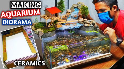 Make Aquarium with Waterfall DIORAMA Rock Mountains using Floor Tiles extraordinary, and you can make this homemade aquarium waterfall ideas at home!! Maybe you are who want to make aquarium waterfall diorama landscape diorama rock mountains using floor tiles, hopefully this mini waterfall aquarium setup can be an inspiration on making waterfall aquarium/ easy diy waterfall aquarium to decorate your home Waterfall Diorama, Aquarium Waterfall, Homemade Aquarium, Waterfall Ideas, Diy Waterfall, Mini Waterfall, Making Water, Aquarium Setup, Beautiful Waterfalls