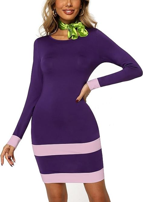 Daphne Scooby Doo Costume, Daphne Costume, Dress With Scarf, Fitted Bodycon Dress, Daphne Dress, Normal Clothes, Halloween Looks, Cool Costumes, Costume Dress