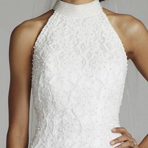 Halter Lace Wedding Dress with Sweep Train Halter Lace Wedding Dress, Halter Neckline Wedding Dress, Halter Wedding, Halter Wedding Dress, Davids Bridal Wedding Dresses, Wedding Dresses Beaded, God's Plan, St Tropez, Diy Dress