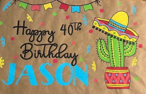 Hand Painted Sign - Etsy Happy Birthday Crafts, Painted Banner, Painted Crafts, Bachelorette Banner, Grad Banner, Taco Party, Banner Templates, Fiesta Theme, Banner Ideas