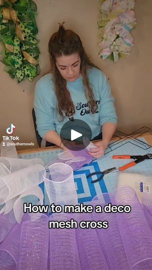 16K views · 209 reactions | How to make a Easter Lily Cross with deco mesh on YouTube. #dyi #wreathmaker #howto #tutorial #crafting #wreaths #easter #cross #Youtube | Southern Owls | Southern Owls · Original audio Easter Cross Wreath Diy, Cross Wreath Diy, Mesh Cross, Cross Wreath, Easter Lily, Wreath Maker, Easter Cross, Diy Wreath, Deco Mesh