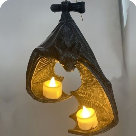 Halloween Candlesticks, Resin Decoration, Hanging Bat, Bat Wall, Small Candle Holders, Dark Home Decor, Goth Home, Goth Home Decor, Dark Home