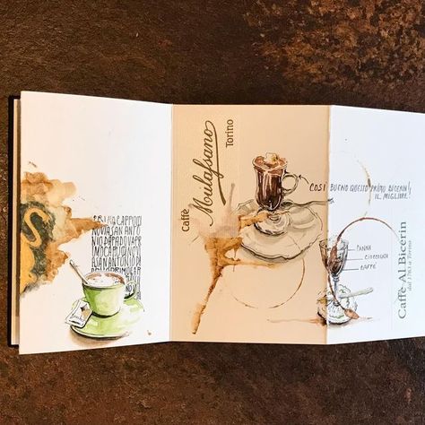 Brigitte de Chiffreville on Instagram: "Carnet de voyage à Turin .. suite. Connaissez-vous le bicerin ? Breuvage typique de Turin composé de 3 strates qu’il ne faut surtout pas mélanger ! Café - chocolat - crème fouettée. Quel régal ! Le bicerin désigne le petit verre à pied dans lequel il est servi chaud. Le café du même nom Caffé al Bicerin ouvert en 1763 est le plus ancien des cafés turinois. . . . . #carnetdevoyage #carnetsdevoyage #urbansketchers #aquarelle #watercolor #sketchbook #ske Croquis Cafe, Watercolor Sketchbook, Turin, Stranger Things, Cafe, Book Cover, Drawings, Books, On Instagram