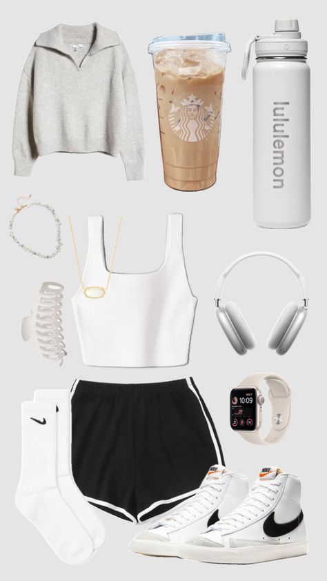 Sporty Girl Outfits For School, Sporty Girl Aesthetic Outfit, Preppy Sporty Outfits, Sporty Aesthetic Outfit, Sporty Cute Outfits, Basic Girl Aesthetic, Sporty Girl Outfits, Preppy Starbucks, Cute Outfits Sporty