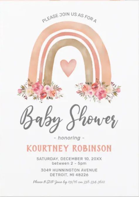 Rainbow Baby Girl Shower Ideas, Pink Boho Baby Shower Ideas, Rainbow Shower Ideas, Baby Shower Arcoiris, Rainbow Baby Shower Ideas, Rainbow Baby Shower Theme, Pink Boho Rainbow, Hippie Baby Shower, Girl Baby Shower Invitations