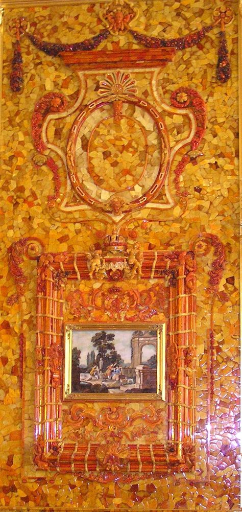 PANEL FROM THE AMBER ROOM   CATHERINE PALACE     TSARSKOE SELO        near SAINT PETERSBURG, RUSSIA   The Amber Room - an investigative report by Scott-Clark & Levy.  The above panel is from the Amber Room, once found in Katharine Palace, Saint Petersburg, Russia Amber Room Russia, The Amber Room, Russian Government, Tsarskoe Selo, Catherine Palace, Charlottenburg Palace, Amber Room, Room Panel, Peter The Great