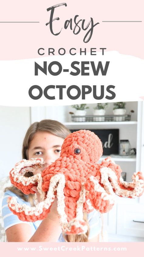 Crochet Octopus FREE Pattern Crochet Patterns Free Octopus, Diy Crochet Octopus Pattern, Free Octopus Amigurumi Pattern, Crochet Plushies Pattern Free Octopus, Happy Mad Octopus Crochet, Free Crochet Patterns Animals Easy, Crochet Loch Ness Monster Free Pattern, Squid Free Crochet Pattern, Kraken Crochet Pattern