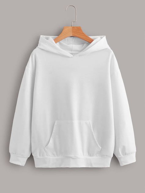 White Casual  Long Sleeve Polyester Plain Pullovers  Slight Stretch Spring/Fall Women Sweatshirts Plain White Hoodie, Hoddies Outfits, Drop Shoulder Hoodie, Plain Hoodies, Thermal Hoodie, Trendy Shirt Designs, Hoodie Mockup, Stylish Hoodies, Women Sweatshirts