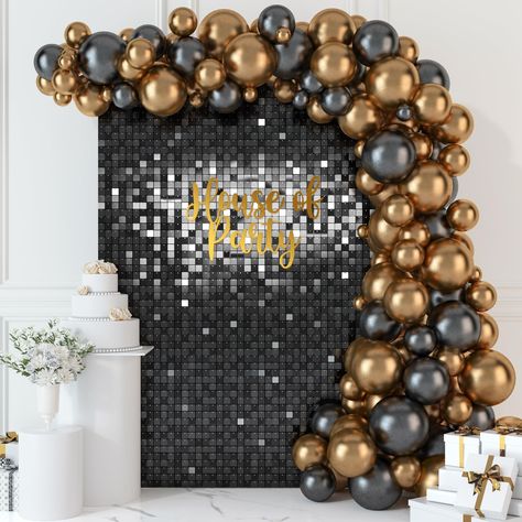 PRICES MAY VARY. 𝐌𝐔𝐋𝐓𝐈𝐏𝐔𝐑𝐏𝐏𝐎𝐒𝐄 𝐁𝐀𝐂𝐊𝐃𝐑𝐎𝐏: Whether you’re in search of perfect Halloween decorations for indoor, outdoor or simply wanting to add some glamour to your home, this silver shimmer wall panel backdrop is perfect for you. 𝐄𝐀𝐒𝐘-𝐓𝐎-𝐈𝐍𝐒𝐓𝐀𝐋𝐋: Our Shimmer sequin wall panel backdrop is super easy to set-up and offers hassle-free experience. Each panel comes pre-assembled, all you have to do is to configure your shape and simply mount it wherever you wish. Ass Gala Photo Backdrop, Black And Gold Themed Party, Disco Party Backdrop, Balloon Photo Backdrop, Bachelorette Party Black, Black And White Party Decorations, Shimmer Backdrop, Gala Decor, Panel Backdrop