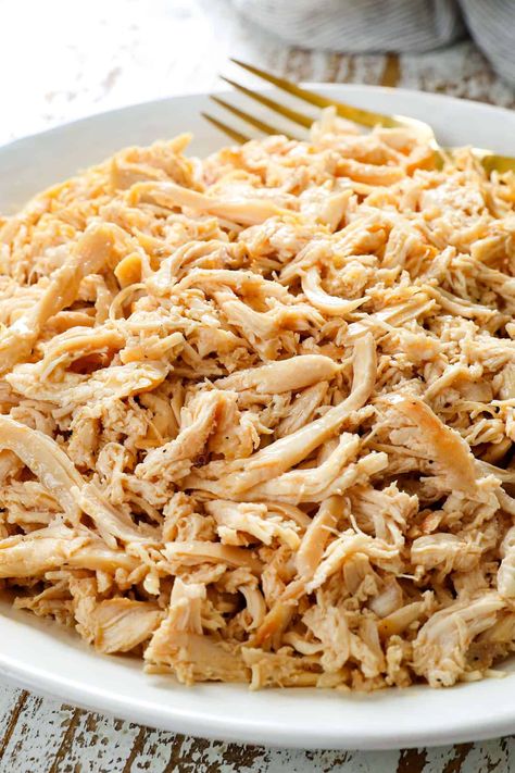 This juicy, easy Shredded Chicken recipe is a game changer, made in less than 25 minutes and can be used hundreds of ways! Shredded Chicken On Stove, Chicken On The Stove, Juiciest Chicken, Easy Shredded Chicken, Make Shredded Chicken, Boiled Chicken Breast, Garlic Cream Sauce, Carlsbad Cravings, Fried Chicken Breast