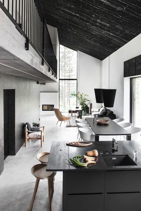 Black Ceilings: Do or Don't? Modern Minimal House, Design Interior Modern, Minimalist Dekor, Interior Design Minimalist, Decor Western, Interior Minimalista, Minimal Home, Nordic Interior, Interior Design Magazine