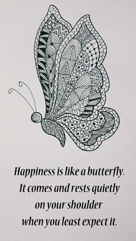 #butterflydoodle #zentangle butterfly quotes Zentangle Butterfly Pattern, Zentangle Butterflies, Feather Zentangle, Zentangle Butterfly, Mandala Quotes, Zentangle Pictures, Adult Coloring Books Swear Words, Zentangle Animals, Butterfly Mandala