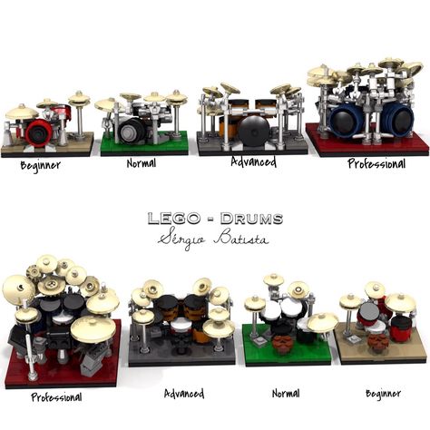 Miniature Instruments, Lego Studio, Lego Music, Lego Furniture, Lego Inspiration, Drum Sets, Lego Creative, Drum Kit, Lego Stuff