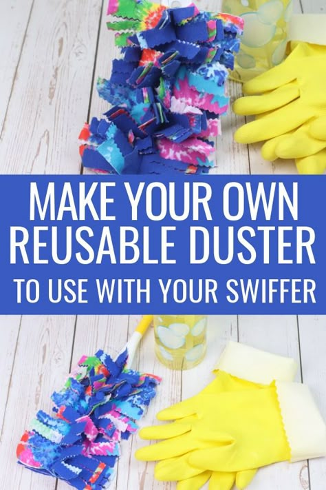 How to Make a Reusable Swiffer Duster Cloth - Green Oklahoma Swiffer Duster Pattern, Reusable Swiffer Duster, Reusable Duster, Swiffer Duster, Duster Pattern, Swiffer Pads, Stop Spending Money, Stop Spending, Diy Sewing Gifts