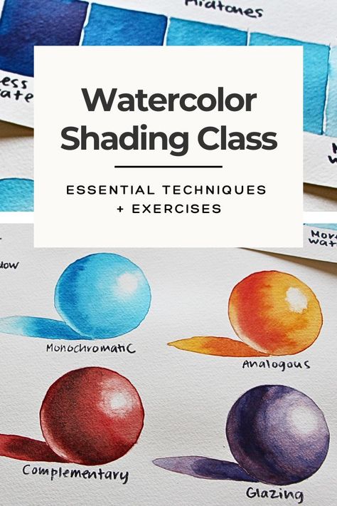 In this video tutorial, I teach you everything you need to know about shading with watercolor. I explain must-know terms and provide essential techniques that will help you shade subjects in a believable way. Water Colour Practice, How To Watercolor Beginners, Watercolor Markers Tutorials, Watercolor Shading, Watercolor Exercises, Watercolour Practice, Abstract Watercolor Paintings Tutorials, Watercolor Techniques Tutorial, Practice Watercolor