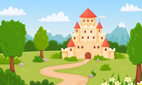 Historical Mansion, Fairytale Landscape, Castle Fairytale, Castle Vector, Princess Palace, Fairy Tales For Kids, Forest Illustration, Alphabet Activities, Medieval Castle